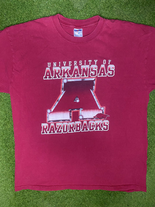 00s Arkansas Razorbacks - Vintage College T Shirt (Large) Gametime Vintage