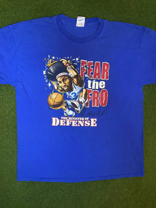 00s Detroit Pistons - Ben Wallace - Fear The Fro - Vintage NBA Player T-Shirt (XL)