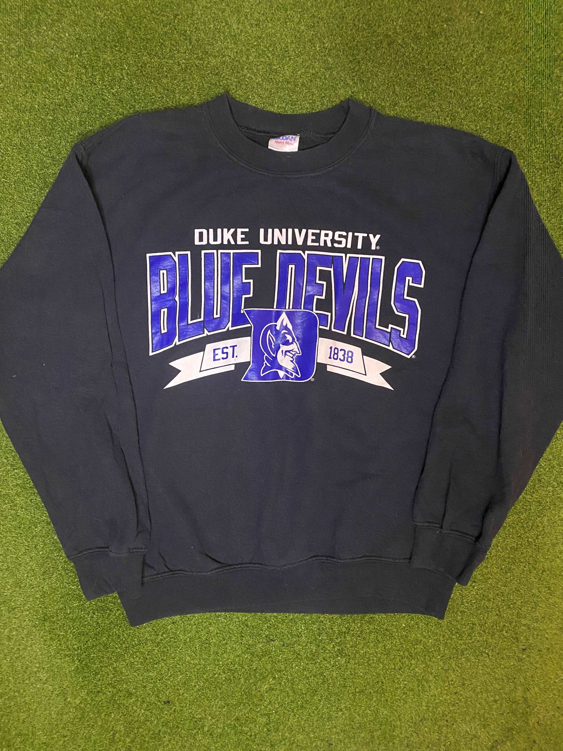 00s Duke Blue Devils - Vintage College Crewneck Sweatshirt (Small)