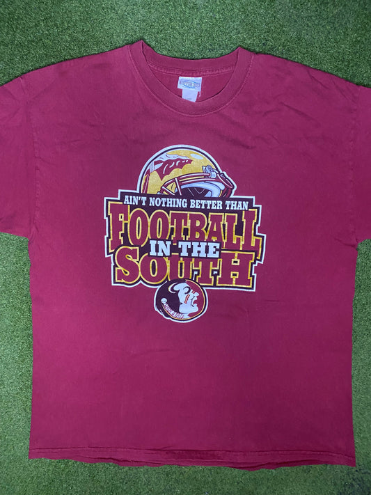 00s Florida State Seminoles - Football In The South - Vintage College T Shirt (XL) - Gametime Vintage