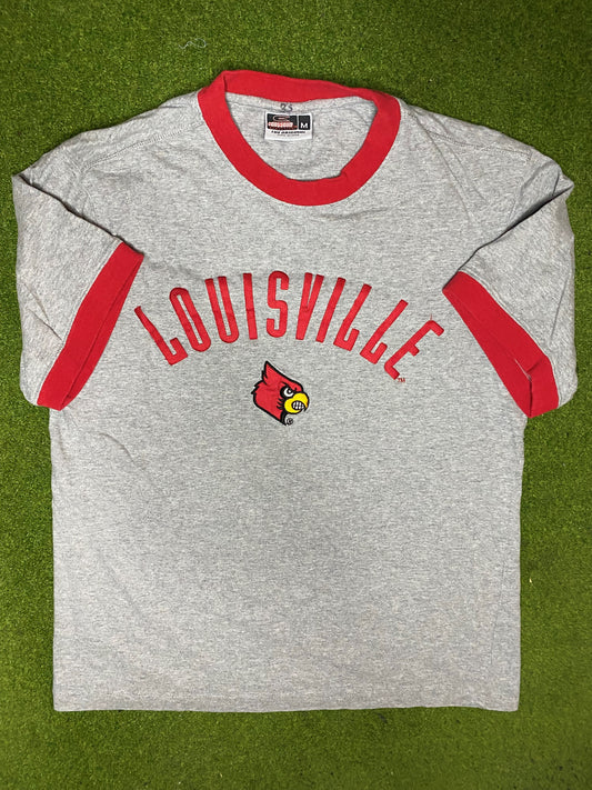 00s Louisville Cardinals - Vintage College Ringer T-Shirt (Medium)