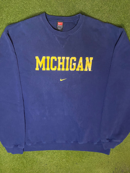 00s Michigan Wolverines - Vintage College Sweatshirt (XL) - Gametime Vintage