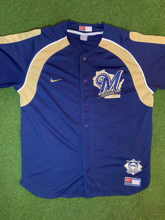 00s Milwaukee Brewers - Nike Team Stitched - Vintage MLB Jersey (XL) Gametime Vintage