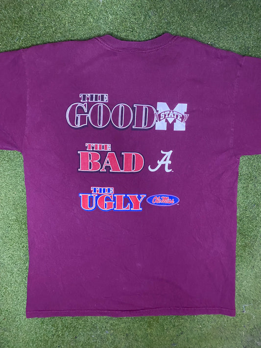 00s Mississippi State Bulldogs - The Good, The Bad, The Ugly - Vintage College T-Shirt (Large) - Gametime Vintage