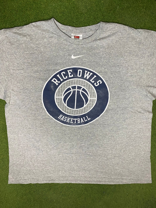 00s Rice Owls - Nike - Vintage College Basketball T-Shirt (XL) - Gametime Vintage
