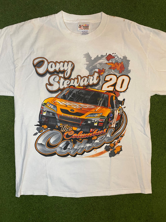 00s Tony Stewart - The Columbus Comet - Double Sided - Vintage NASCAR Shirt (Large)
