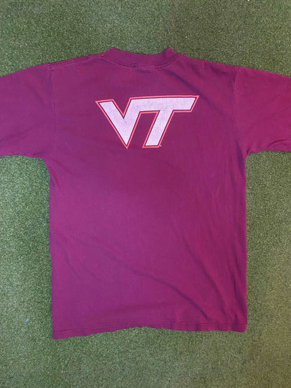 00s Virginia Tech Hokies - Nike - Double Sided - Vintage College T-Shirt (Small)