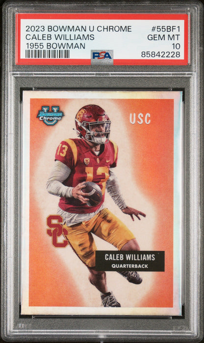 Graded 2023 Topps Bowman U Chrome Caleb Williams #55BF1 1955 Bowman Rookie RC Football Card PSA 10 Gem Mint