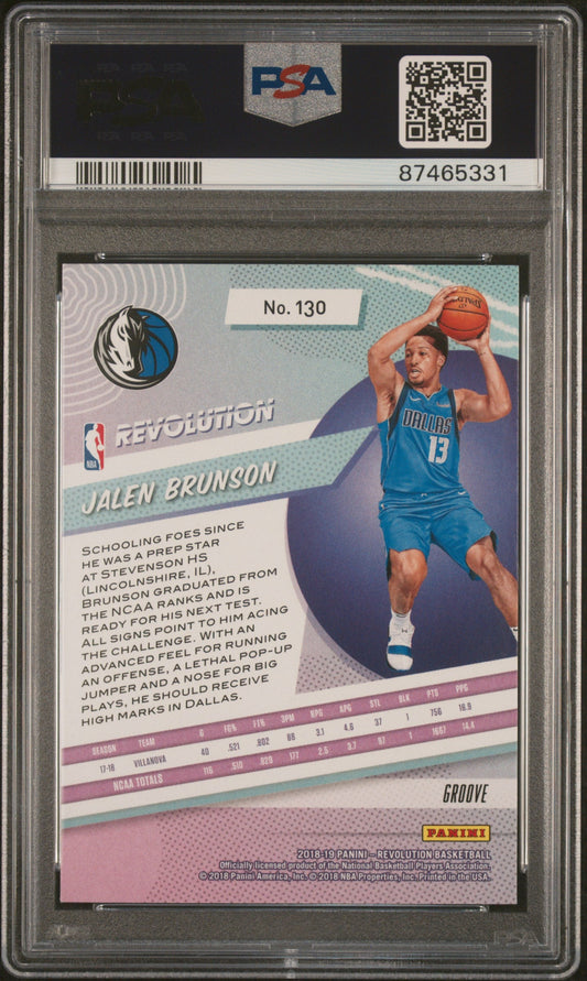 Graded 2018 Panini Revolution Jalen Brunson #130 Groove Rookie RC Basketball Card PSA 10 Gem Mint