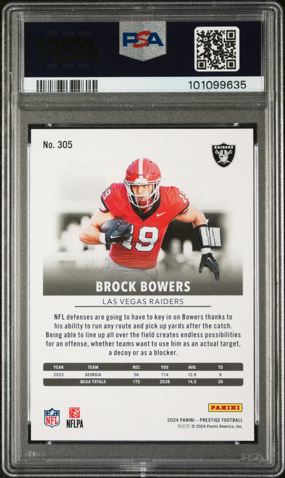 Graded 2024 Panini Prestige Brock Bowers #305 Rookie RC Football Card PSA 10 Gem Mint