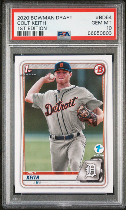 Graded 2020 Topps Bowman Draft Colt Keith #BD54 1st Edition Rookie RC Baseball Card PSA 10 Gem Mint