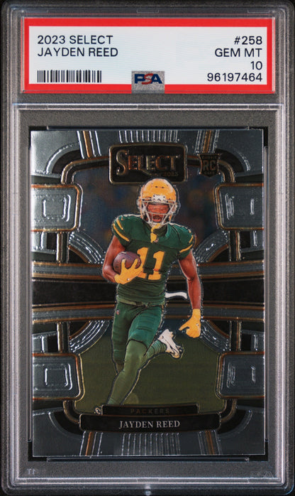 Graded 2023 Panini Select Jayden Reed #258 Rookie RC Football Card PSA 10 Gem Mint
