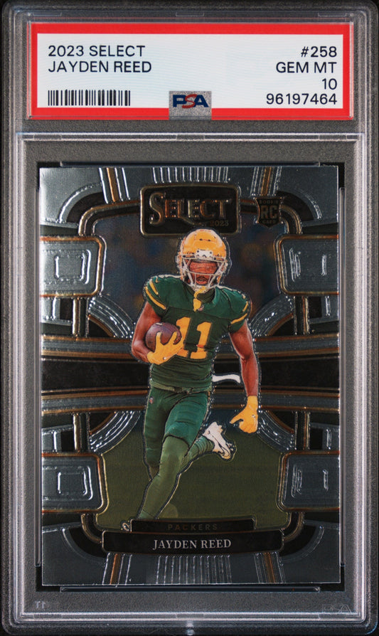 Graded 2023 Panini Select Jayden Reed #258 Rookie RC Football Card PSA 10 Gem Mint