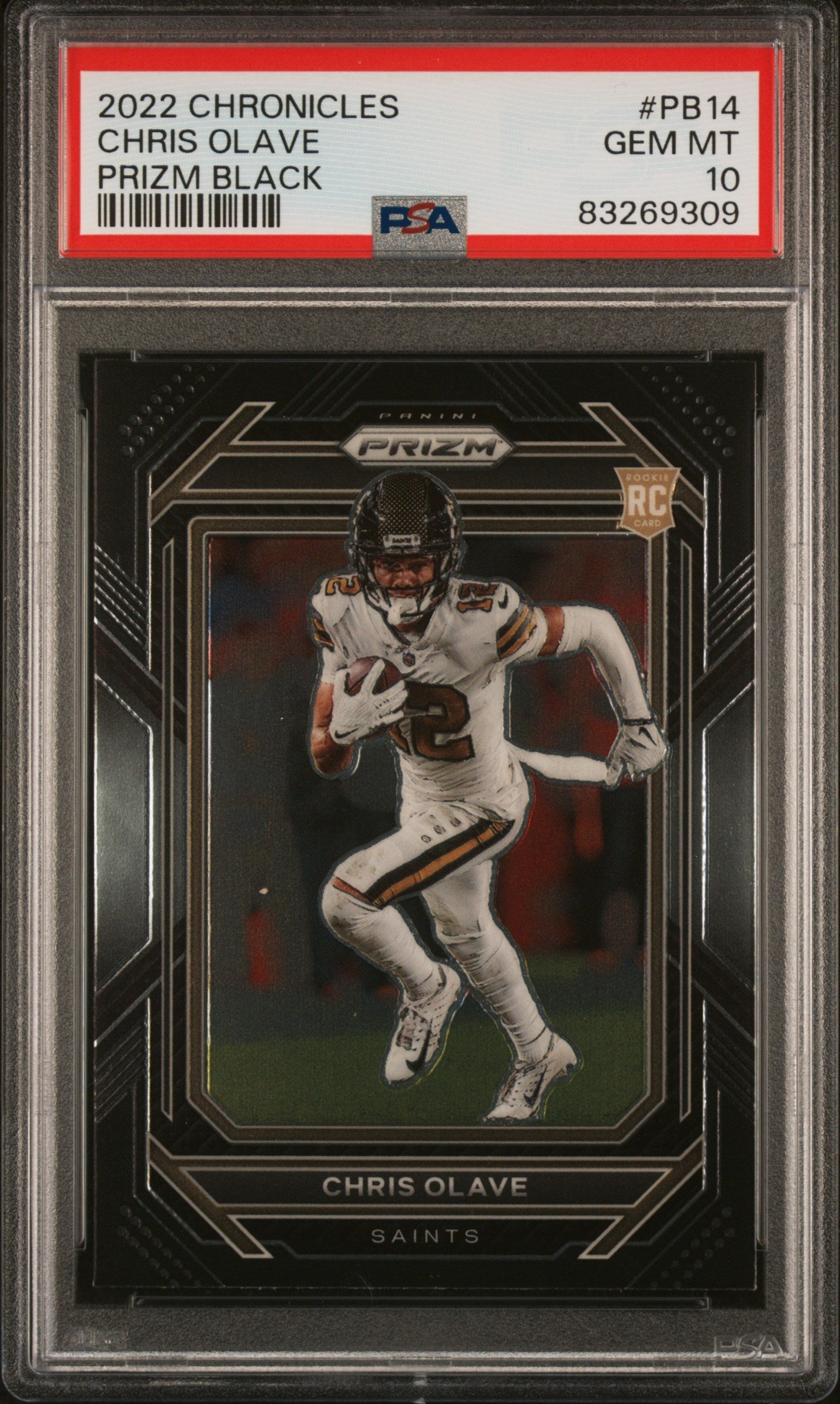 Graded 2022 Panini Chronicles Chris Olave #PB14 Prizm Black Rookie RC Football Card PSA 10 Gem Mint