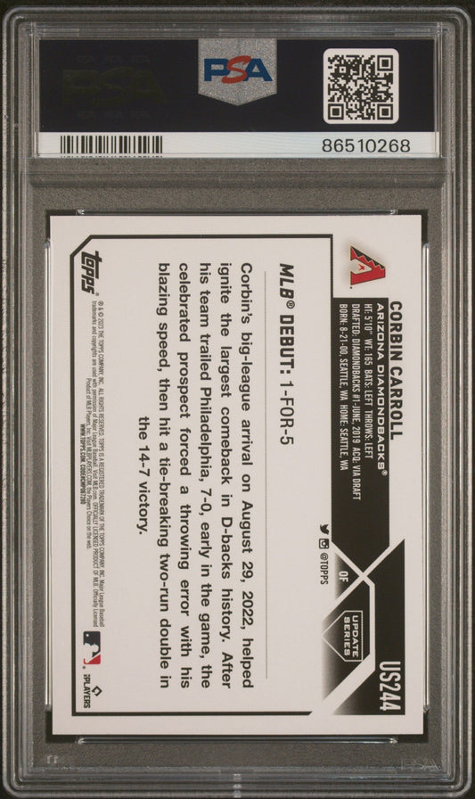 Graded 2023 Topps Update Corbin Carroll #US244 Rookie RC Baseball Card PSA 10 Gem Mint