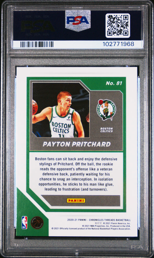Graded 2020 Panini Chronicles Payton Pritchard #81 Rookie RC Basketball Card PSA 10 Gem Mint
