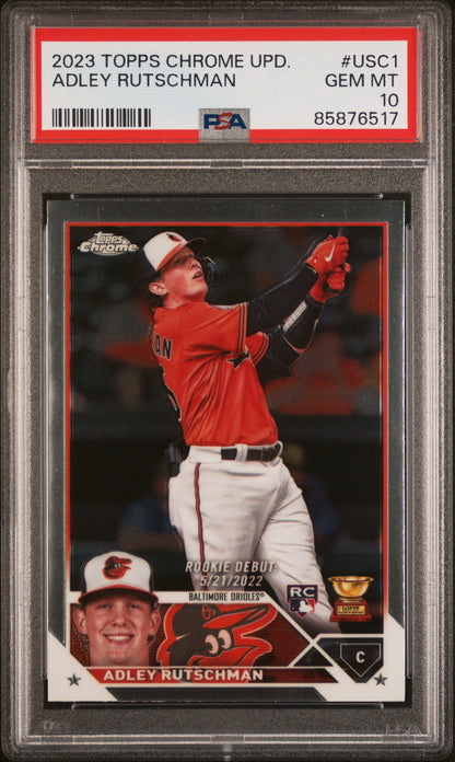 Graded 2023 Topps Chrome Update Adley Rutschman #USC1 Rookie RC Baseball Card PSA 10 Gem Mint