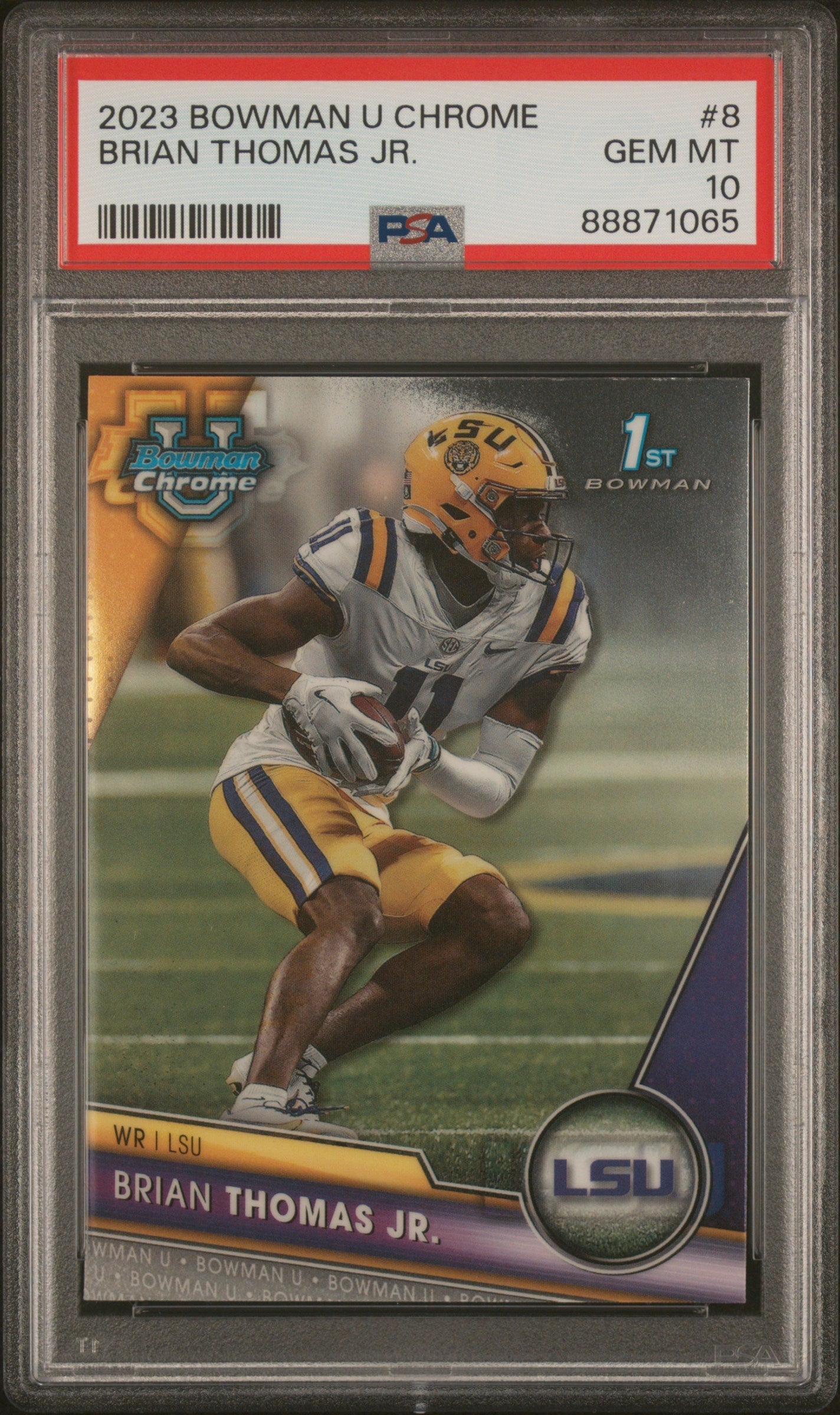 Graded 2023 Topps Bowman U Chrome Brian Thomas Jr #8 Rookie RC Football Card PSA 10 Gem Mint