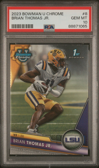 Graded 2023 Topps Bowman U Chrome Brian Thomas Jr #8 Rookie RC Football Card PSA 10 Gem Mint