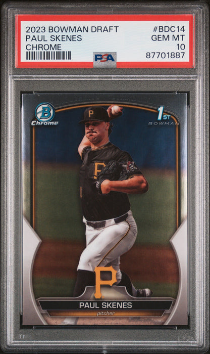 Graded 2023 Topps Bowman Draft Paul Skenes #BDC14 Chrome Rookie RC Baseball Card PSA 10 Gem Mint