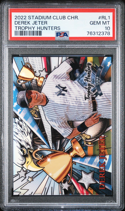 Graded 2022 Topps Stadium Club Chrome Derek Jeter #RL1 Trophy Hunters Baseball Card PSA 10 Gem Mint
