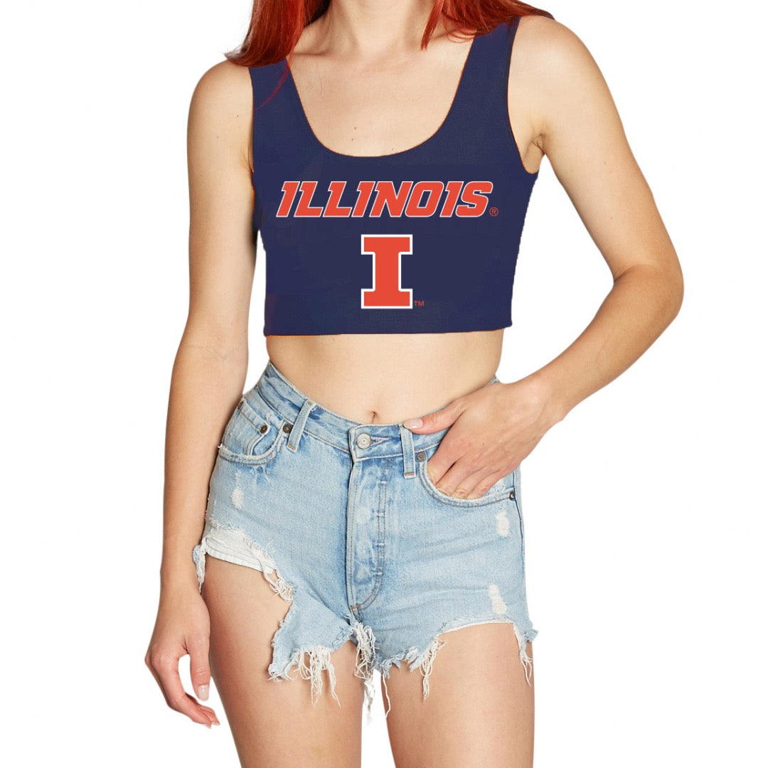 Illinois Fighting Illini Navy Crop Tank Top