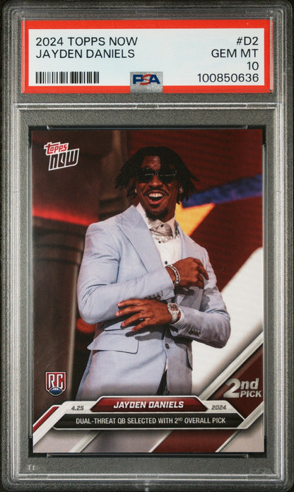 Graded 2024 Topps Now Jayden Daniels #D2 Rookie RC Football Card PSA 10 Gem Mint