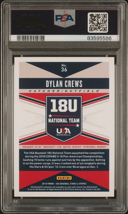 Graded 2019 Panini Stars & Stripes USA Dylan Crews #36 Longevity Base Rookie RC Baseball Card PSA 10 Gem Mint