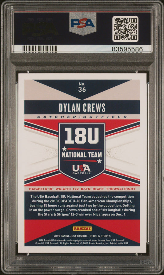 Graded 2019 Panini Stars & Stripes USA Dylan Crews #36 Longevity Base Rookie RC Baseball Card PSA 10 Gem Mint