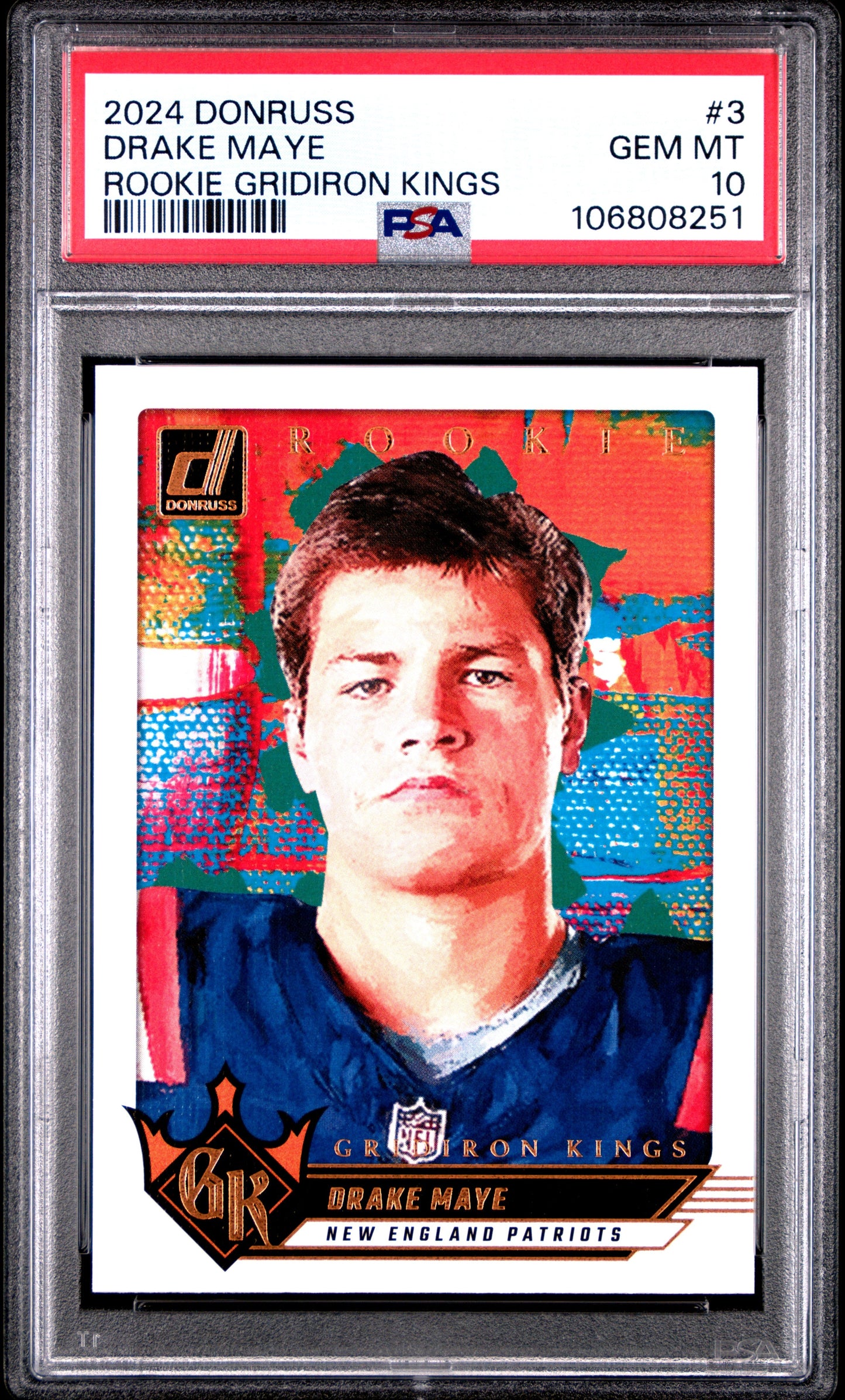 Graded 2024 Panini Donruss Drake Maye #3 Rookie Gridiron Kings Rookie RC Football Card PSA 10 Gem Mint