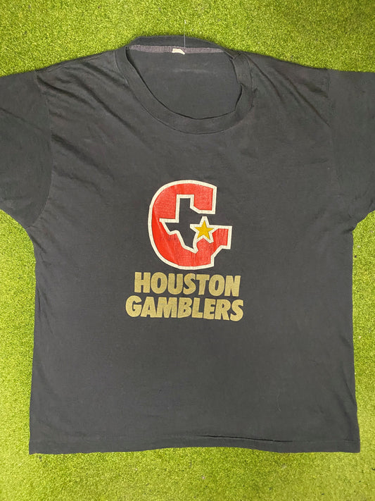 1984 Houston Gamblers - Vintage USFL T-Shirt (XL) - Gametime Vintage