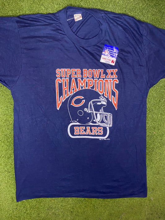 1985 Chicago Bears - Super Bowl XX Champions - Vintage NFL T-Shirt (XL) 