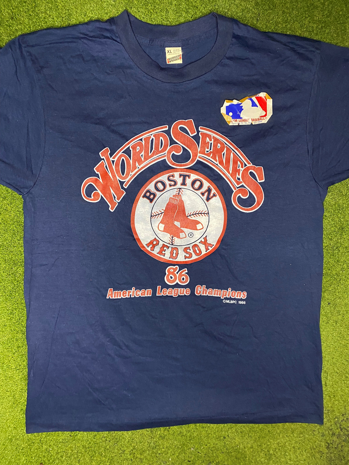 1986 Boston Red Sox - AL Champions - Vintage MLB T Shirt (XL) - Gametime Vintage