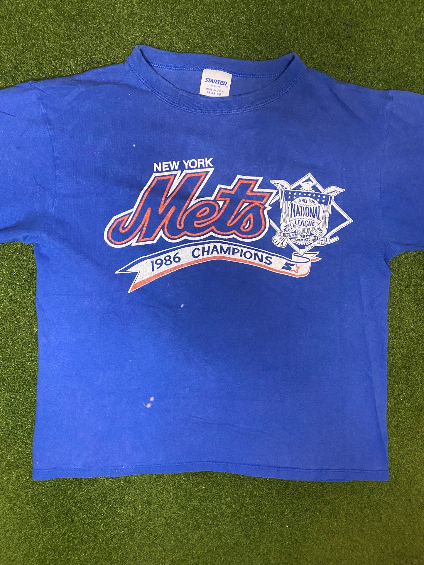 1986 New York Mets - AL Champions - Vintage MLB T-Shirt (Medium)