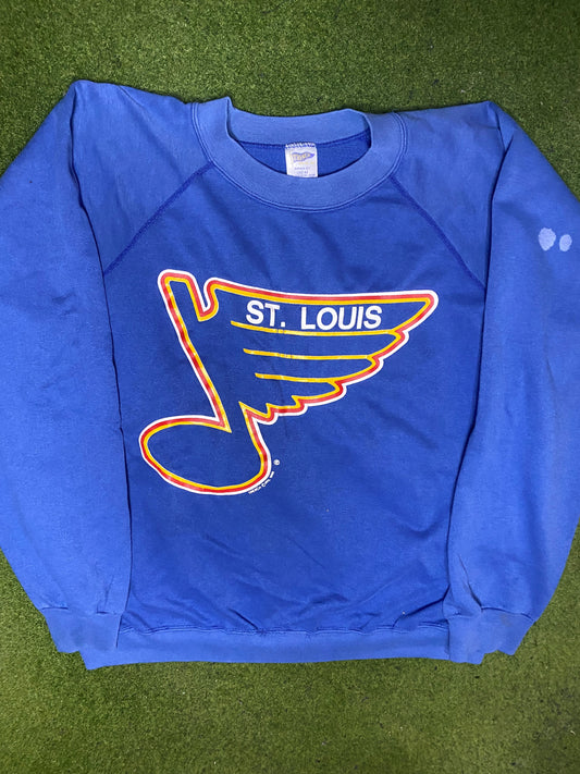 1986 St. Louis Blues - Vintage NHL Sweatshirt (Large) Gametime Vintage