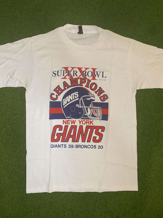 1987 New York Giants - Super Bowl XXI Champions - Vintage NFL Tee Shirt (Large) Gametime Vintage