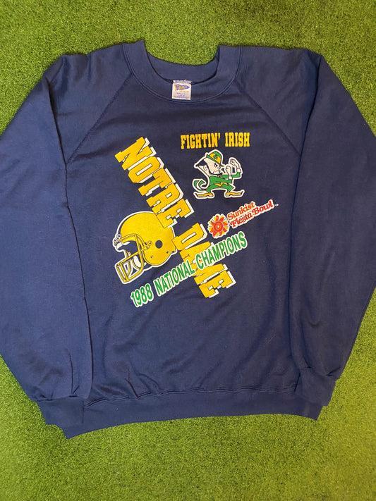 1988 Notre Dame Fightin' Irish - National Champions - Vintage College Football Tee Shirt (Large)