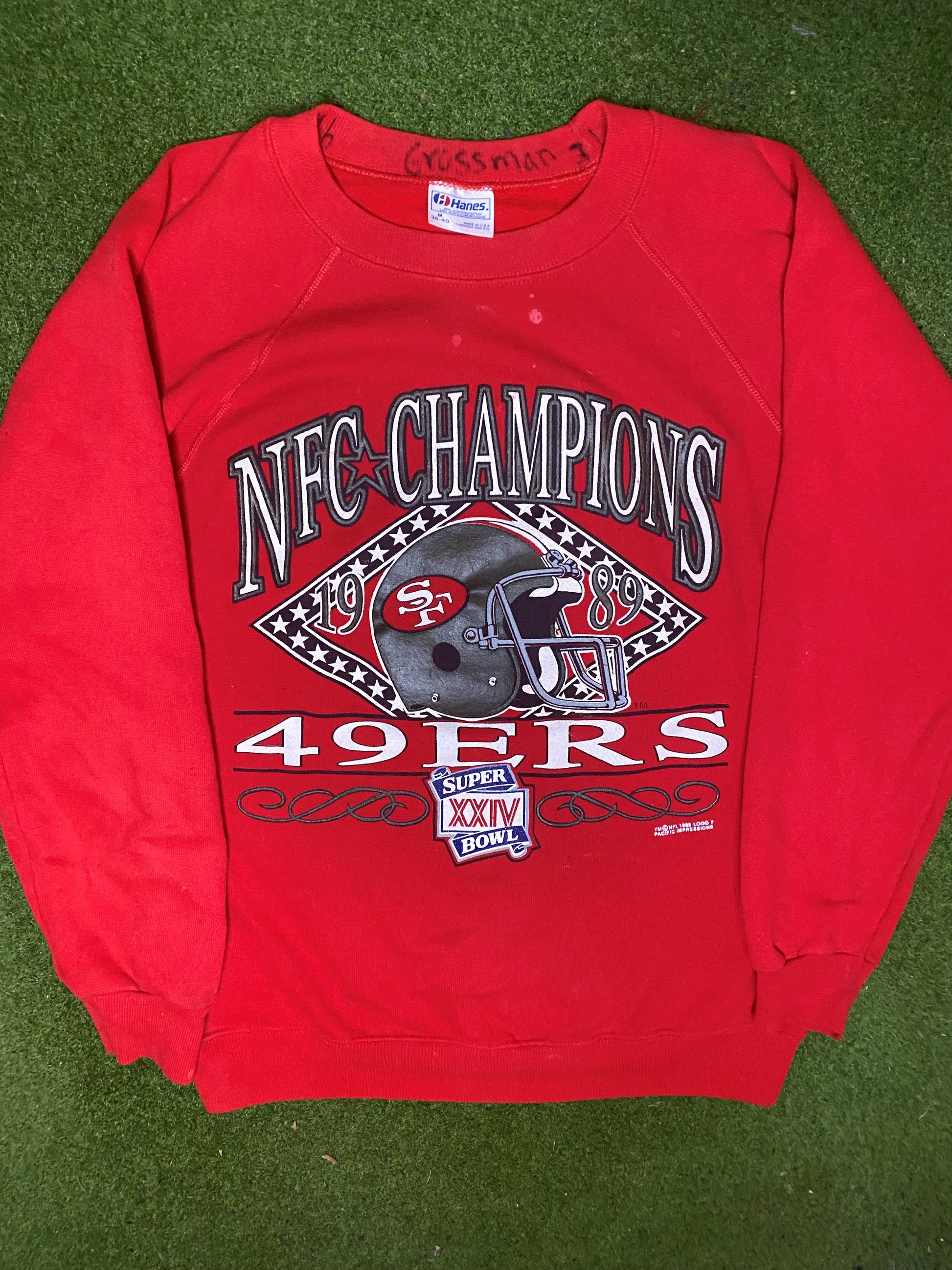 1989 San Francisco 49ers - Super Bowl XXIV - Vintage NFL Sweatshirt (Medium)