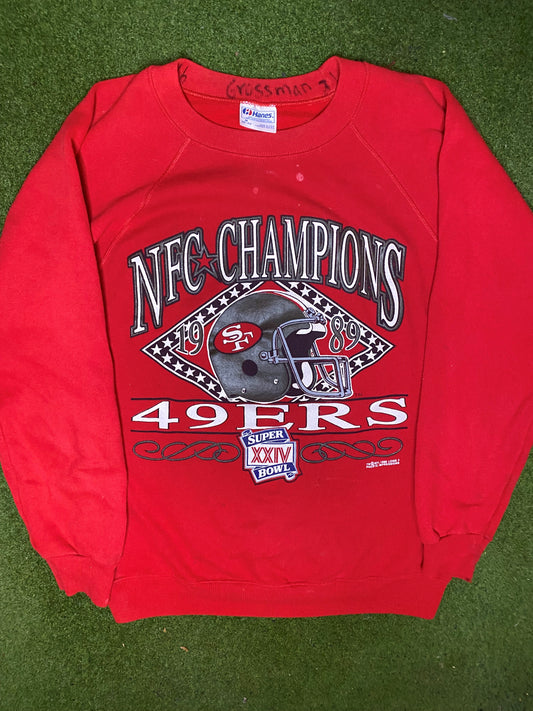 1989 San Francisco 49ers - Super Bowl XXIV - Vintage NFL Sweatshirt (Medium) 