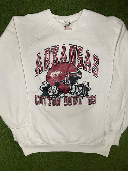 1989 Arkansas Razorbacks - Cotton Bowl - Vintage College Sweatshirt (Large) - Gametime Vintage