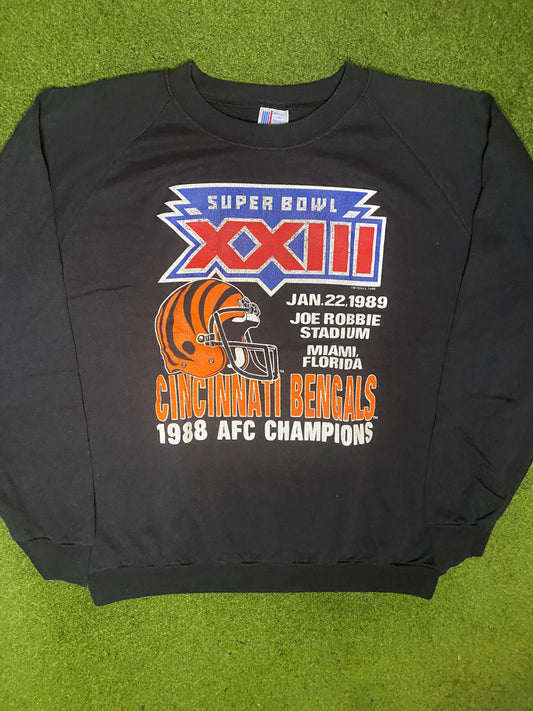 1989 Cincinnati Bengals - Super Bowl XXIII - Vintage NFL Sweatshirt (XL) Gametime Vintage