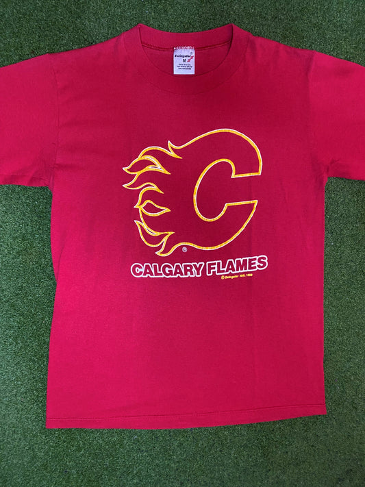 1989 Calgary Flames - Vintage NHL T-Shirt (Medium)
