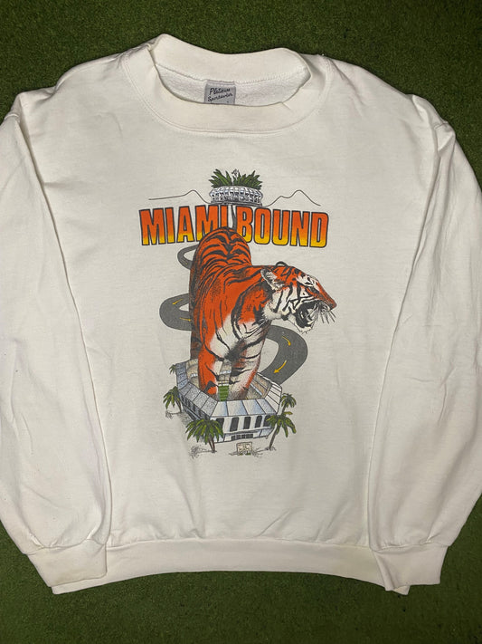 1989 Cincinnati Bengals - Miami Bound - Vintage NFL Sweatshirt (Large) - Gametime Vintage