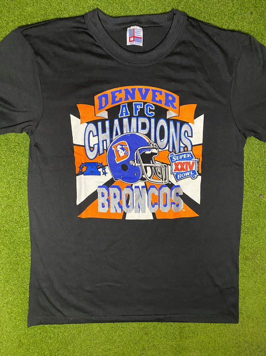 1989 Denver Broncos - Super Bowl XXIV - Vintage NFL T-Shirt (Large) 