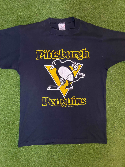 1989 Pittsburgh Penguins - Vintage NHL T-Shirt (Medium)