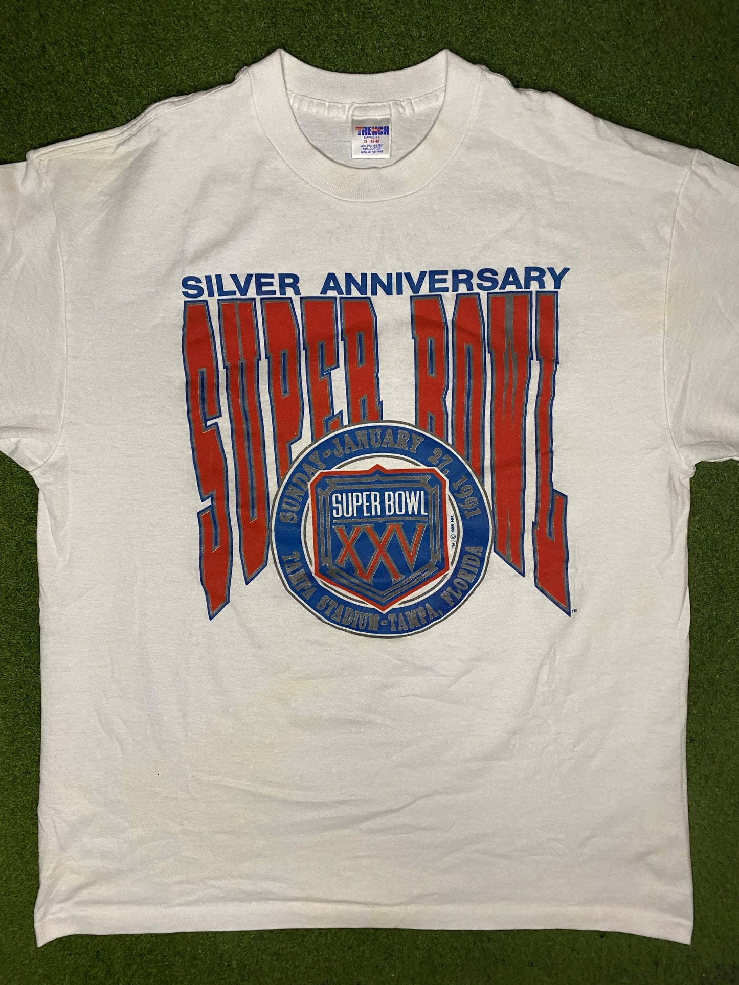 1989 Super Bowl XXV - Silver Anniversary - Vintage NFL T Shirt (XL) Gametime Vintage