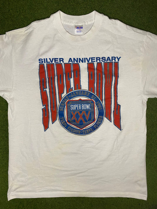 1989 Super Bowl XXV - Silver Anniversary - Vintage NFL T Shirt (XL) Gametime Vintage