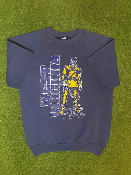 1989 West Virginia Mountaineers - Vintage College Sweatshirt Cutoff (Medium) Gametime Vintage