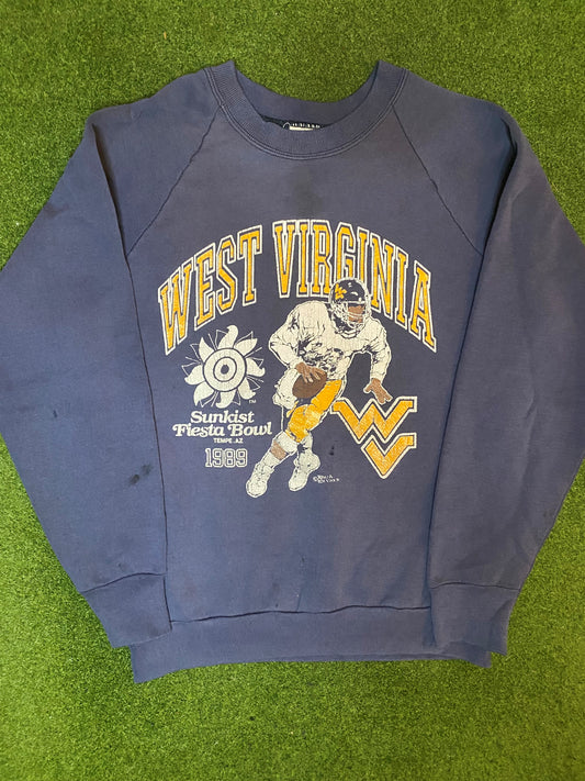1989 WVU Mountaineers - Sunkist Fiesta Bowl - Vintage College Football Sweatshirt (Medium)