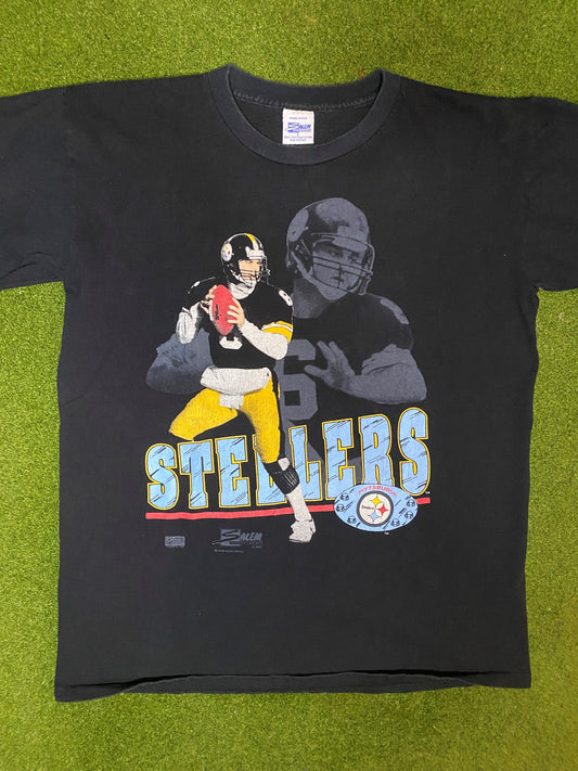 1990 Pittsburgh Steelers - Bubby Brister - Vintage NFL Player T-Shirt (Large) Gametime Vintage